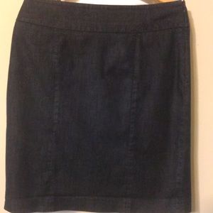 Loft knee length denim skirt, Size 8, double split
